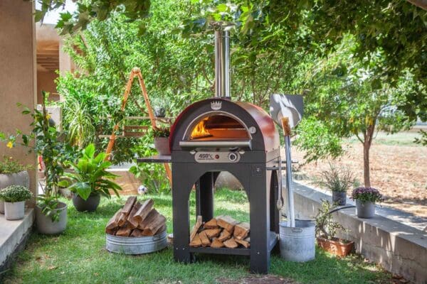 Clementi Family gas pizza oven rode kap met compact onderstel
